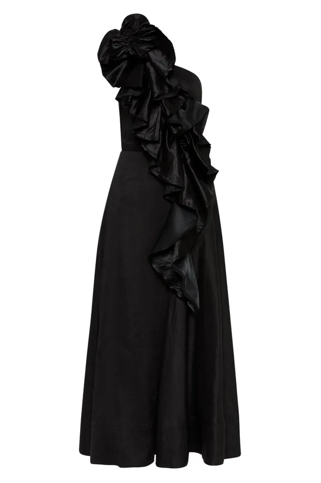 Aje Dresses Adelia Ruffle Midi Dress Black 8211 Women Aje Dresses Adelia Ruffle Midi Dress Black 8211 Women