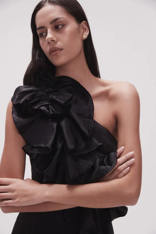 Aje Dresses Adelia Ruffle Midi Dress Black 8211 Women Aje Dresses Adelia Ruffle Midi Dress Black 8211 Women