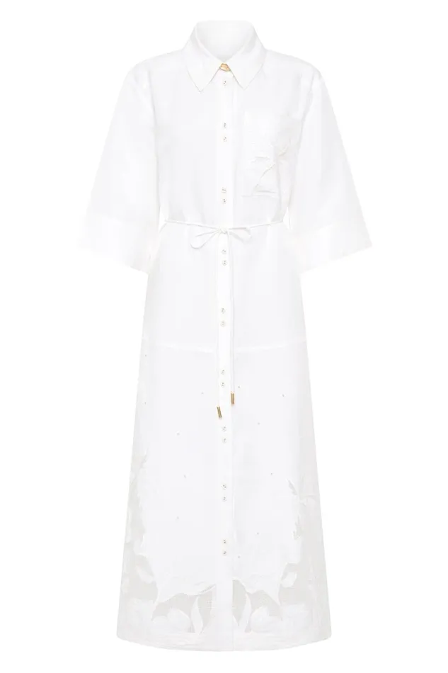 Aje Dresses Agua Embroidered Shirt Dress Ivory 8211 Women Aje Dresses Agua Embroidered Shirt Dress Ivory 8211 Women