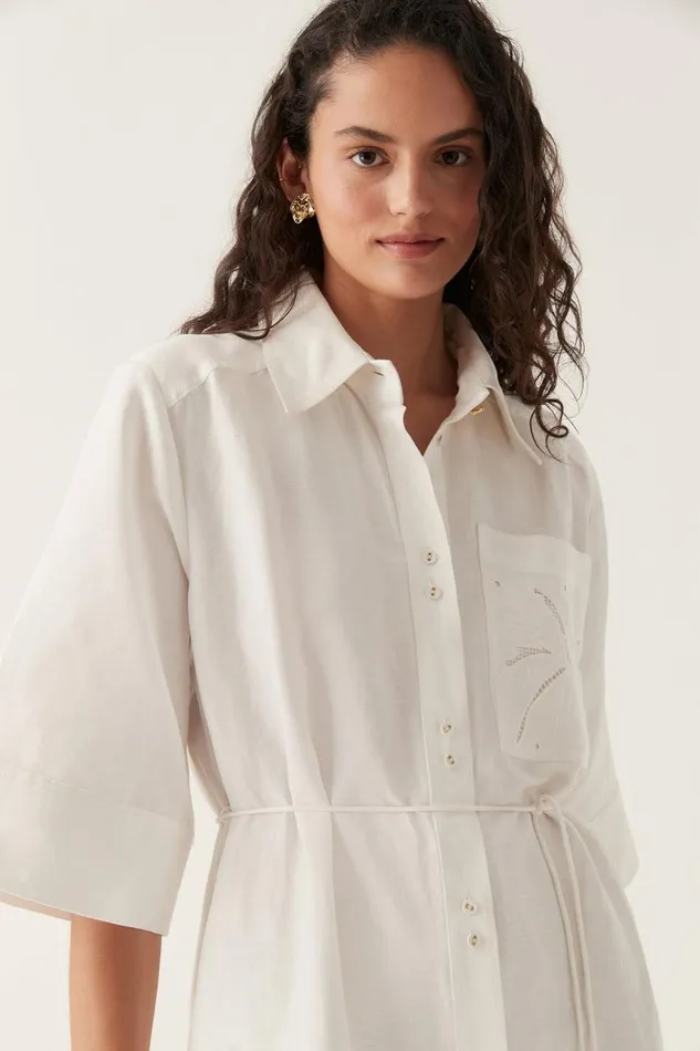 Aje Dresses Agua Embroidered Shirt Dress Ivory 8211 Women Aje Dresses Agua Embroidered Shirt Dress Ivory 8211 Women