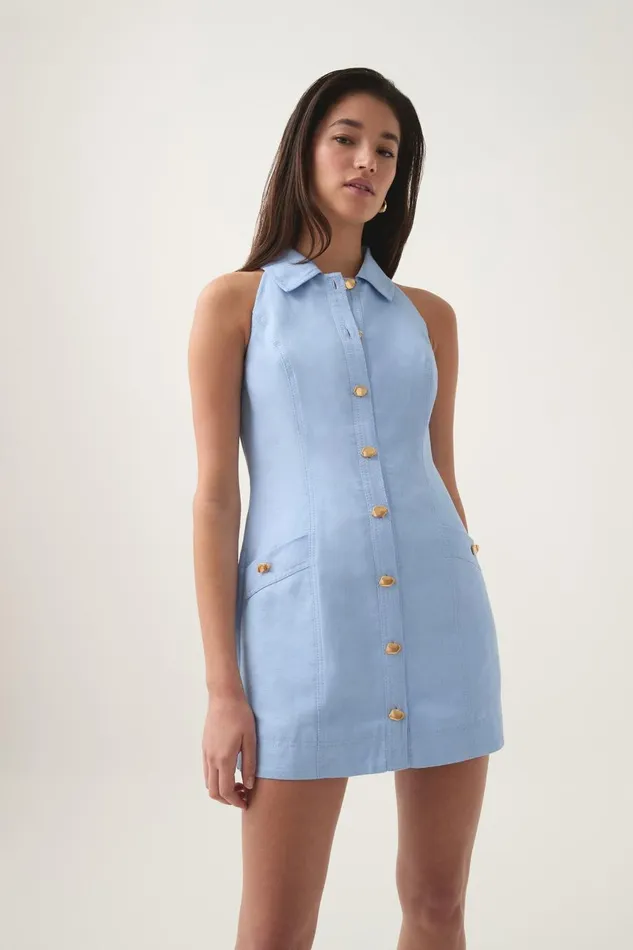 Aje Dresses Angela Halter Mini Dress Daydream Blue 8211 Women