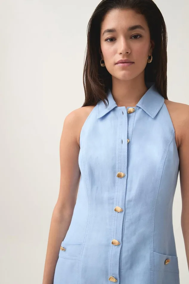 Aje Dresses Angela Halter Mini Dress Daydream Blue 8211 Women Aje Dresses Angela Halter Mini Dress Daydream Blue 8211 Women