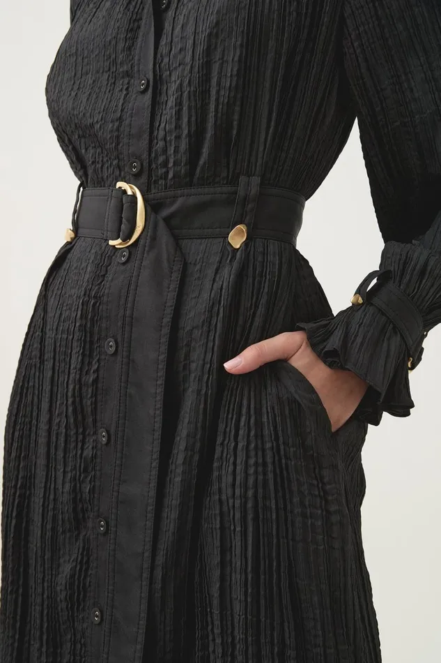 Aje Dresses Bays Crushed Pleat Midi Dress Black 8211 Women Aje Dresses Bays Crushed Pleat Midi Dress Black 8211 Women