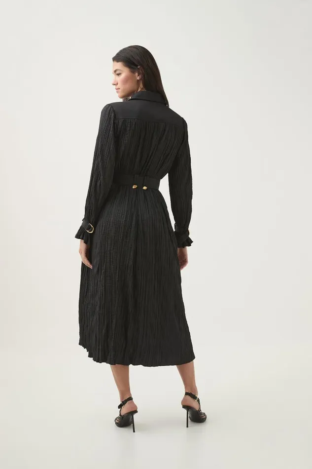 Aje Dresses Bays Crushed Pleat Midi Dress Black 8211 Women Aje Dresses Bays Crushed Pleat Midi Dress Black 8211 Women