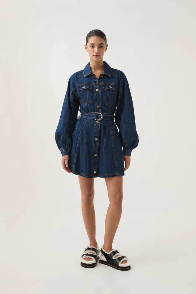 Aje Dresses Colorado Denim Mini Dress Washed Indigo 8211 Women Aje Dresses Colorado Denim Mini Dress Washed Indigo 8211 Women