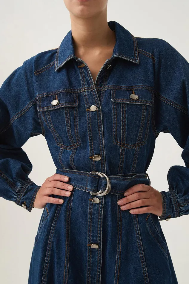 Aje Dresses Colorado Denim Mini Dress Washed Indigo 8211 Women Aje Dresses Colorado Denim Mini Dress Washed Indigo 8211 Women