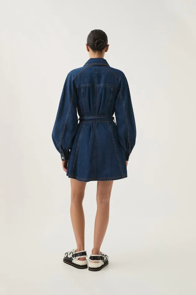 Aje Dresses Colorado Denim Mini Dress Washed Indigo 8211 Women Aje Dresses Colorado Denim Mini Dress Washed Indigo 8211 Women