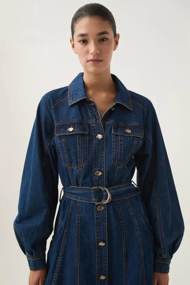 Aje Dresses Colorado Denim Mini Dress Washed Indigo 8211 Women Aje Dresses Colorado Denim Mini Dress Washed Indigo 8211 Women