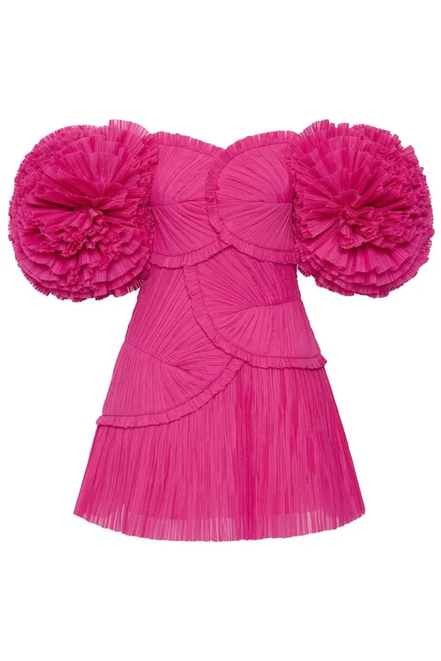 Aje Dresses Crystallise Pleated Mini Dress Fuchsia Rose 8211 Women Aje Dresses Crystallise Pleated Mini Dress Fuchsia Rose 8211 Women