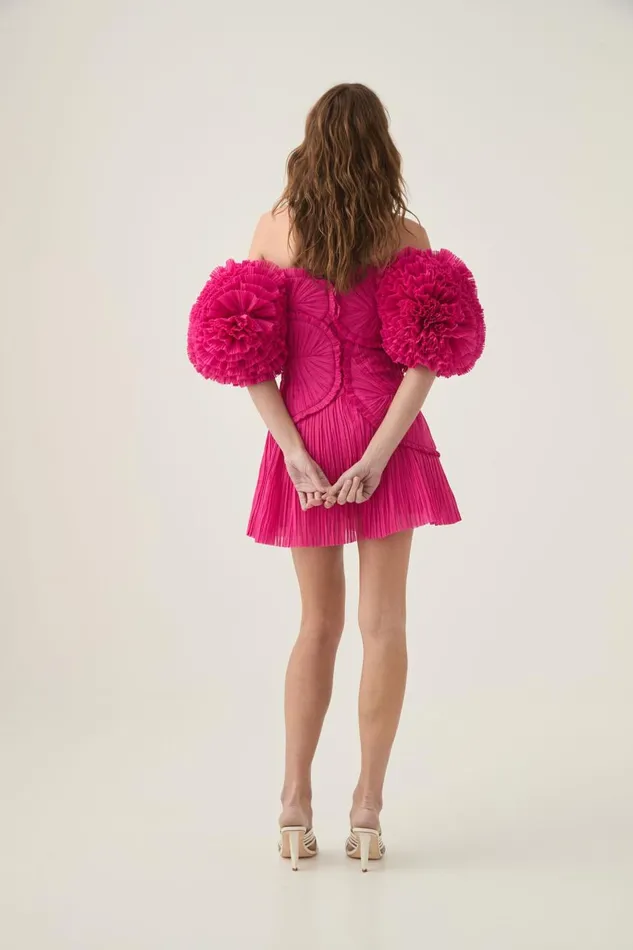 Aje Dresses Crystallise Pleated Mini Dress Fuchsia Rose 8211 Women Aje Dresses Crystallise Pleated Mini Dress Fuchsia Rose 8211 Women