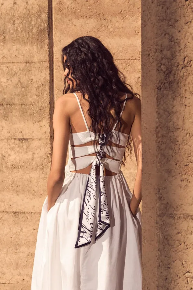 Aje Dresses Danica Tie Back Midi Dress Ivory 8211 Women