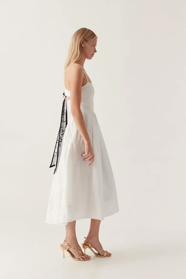 Aje Dresses Danica Tie Back Midi Dress Ivory 8211 Women Aje Dresses Danica Tie Back Midi Dress Ivory 8211 Women