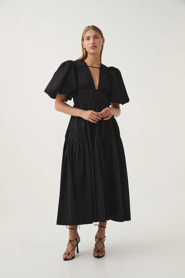 Aje Dresses Fallingwater Ruched Midi Dress Black 8211 Women