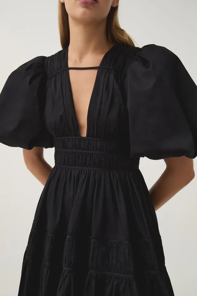 Aje Dresses Fallingwater Ruched Midi Dress Black 8211 Women Aje Dresses Fallingwater Ruched Midi Dress Black 8211 Women