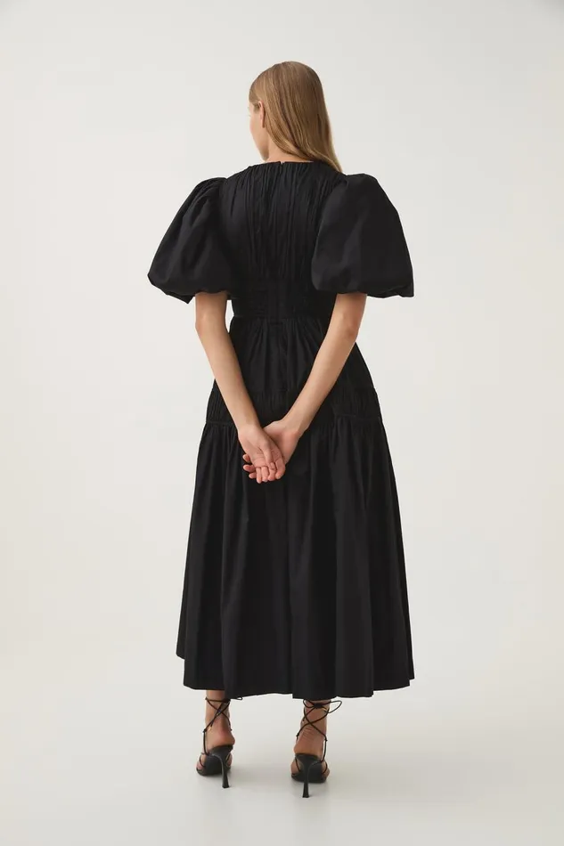 Aje Dresses Fallingwater Ruched Midi Dress Black 8211 Women Aje Dresses Fallingwater Ruched Midi Dress Black 8211 Women