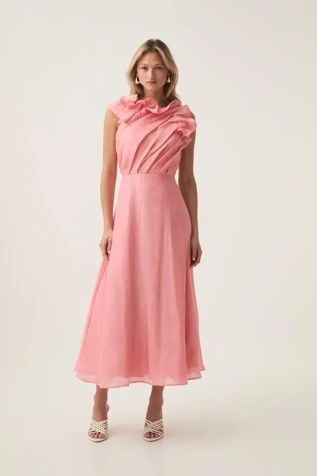 Aje Dresses Genesis Midi Dress Washed Coral 8211 Women