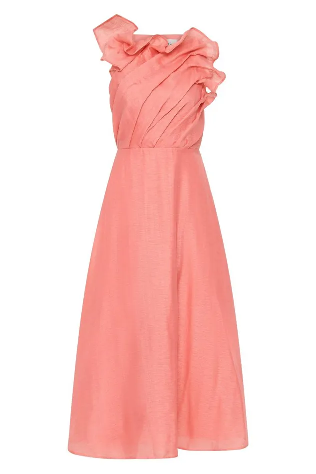 Aje Dresses Genesis Midi Dress Washed Coral 8211 Women Aje Dresses Genesis Midi Dress Washed Coral 8211 Women