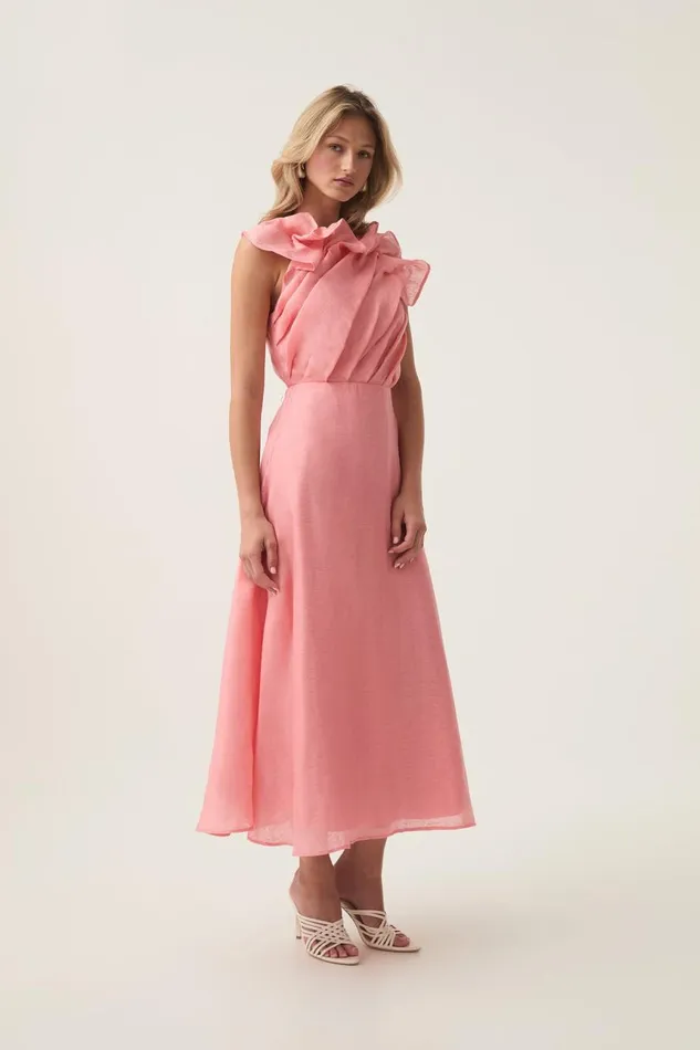 Aje Dresses Genesis Midi Dress Washed Coral 8211 Women Aje Dresses Genesis Midi Dress Washed Coral 8211 Women