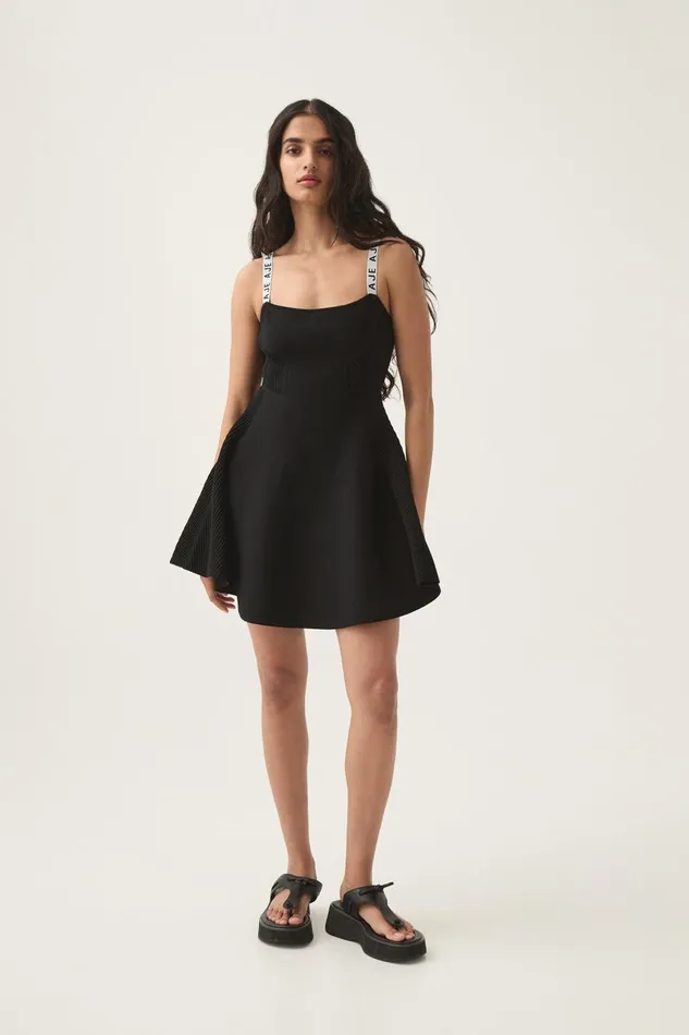 Aje Dresses Leana Knit Mini Dress Black 8211 Women