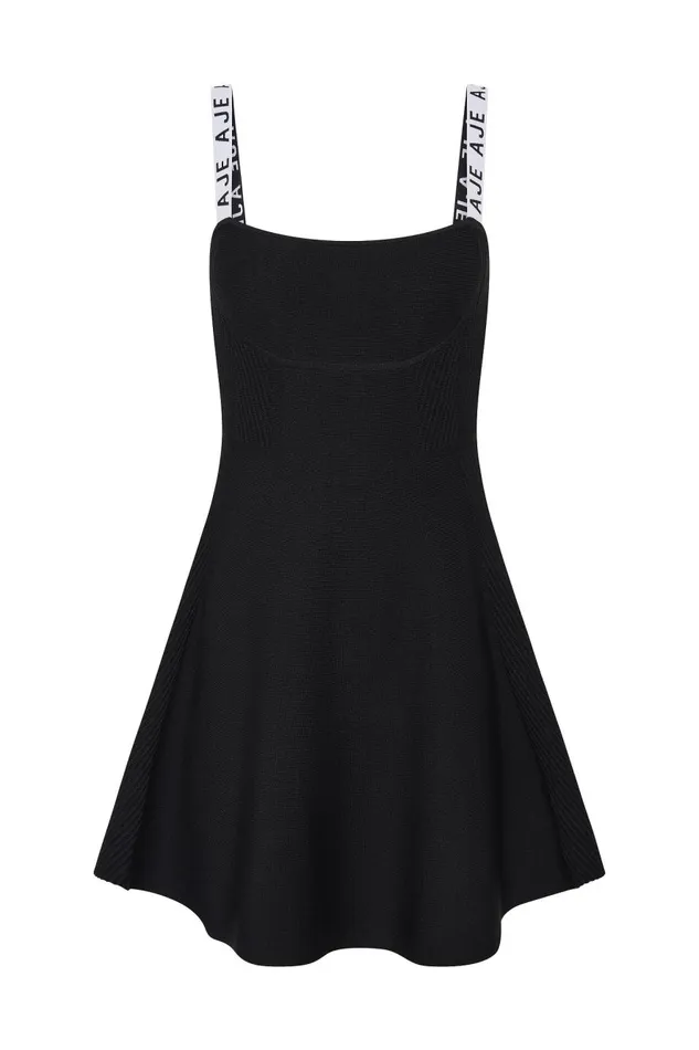 Aje Dresses Leana Knit Mini Dress Black 8211 Women Aje Dresses Leana Knit Mini Dress Black 8211 Women