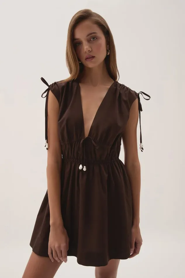 Aje Dresses Marley Mini Dress Chocolate 8211 Women