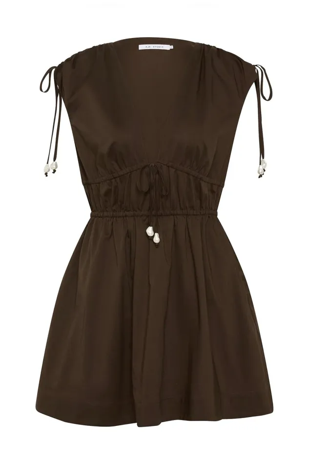 Aje Dresses Marley Mini Dress Chocolate 8211 Women Aje Dresses Marley Mini Dress Chocolate 8211 Women
