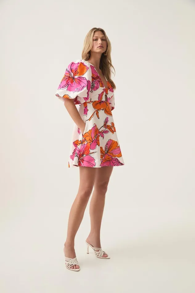 Aje Dresses Overflow Knotted Mini Dress Vivid Hibiscus 8211 Women Aje Dresses Overflow Knotted Mini Dress Vivid Hibiscus 8211 Women