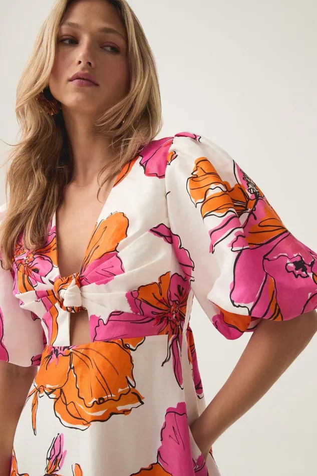 Aje Dresses Overflow Knotted Mini Dress Vivid Hibiscus 8211 Women Aje Dresses Overflow Knotted Mini Dress Vivid Hibiscus 8211 Women