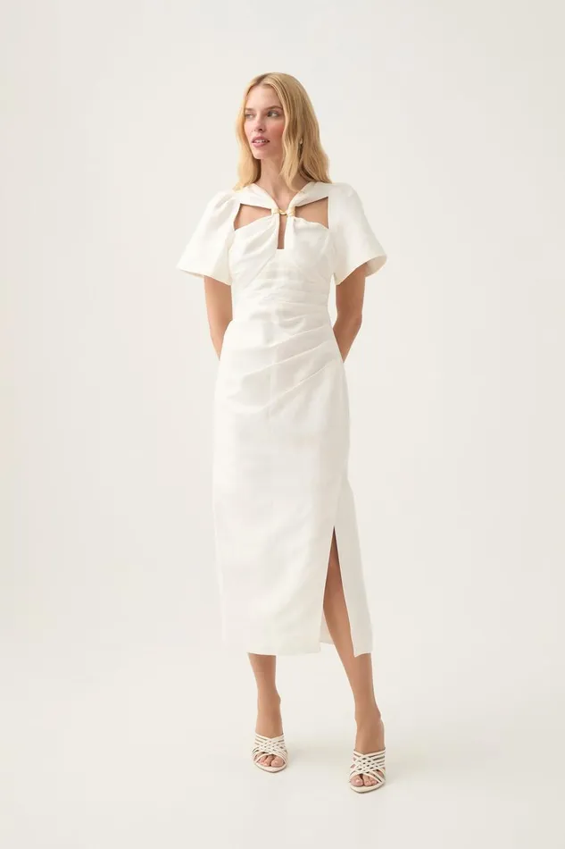 Aje Dresses Presence Twisted Midi Dress Ivory 8211 Women