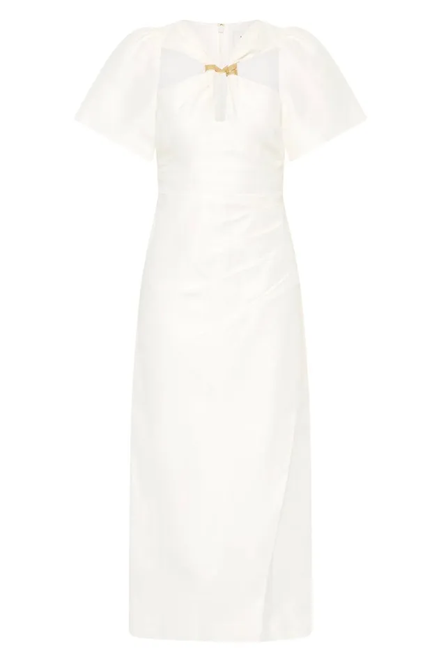 Aje Dresses Presence Twisted Midi Dress Ivory 8211 Women Aje Dresses Presence Twisted Midi Dress Ivory 8211 Women