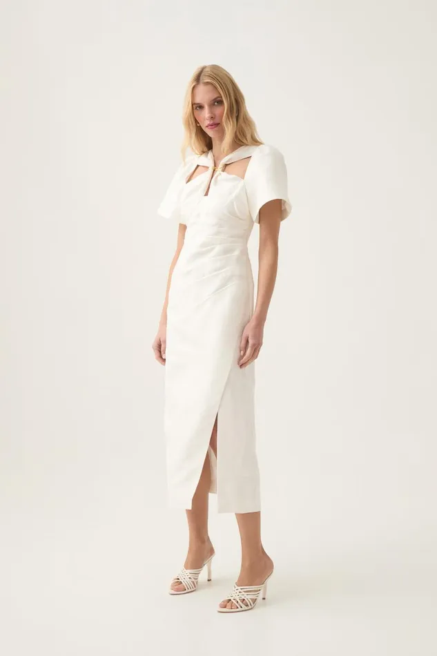 Aje Dresses Presence Twisted Midi Dress Ivory 8211 Women Aje Dresses Presence Twisted Midi Dress Ivory 8211 Women