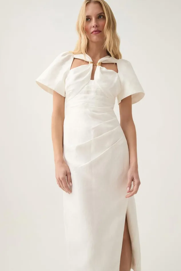 Aje Dresses Presence Twisted Midi Dress Ivory 8211 Women Aje Dresses Presence Twisted Midi Dress Ivory 8211 Women