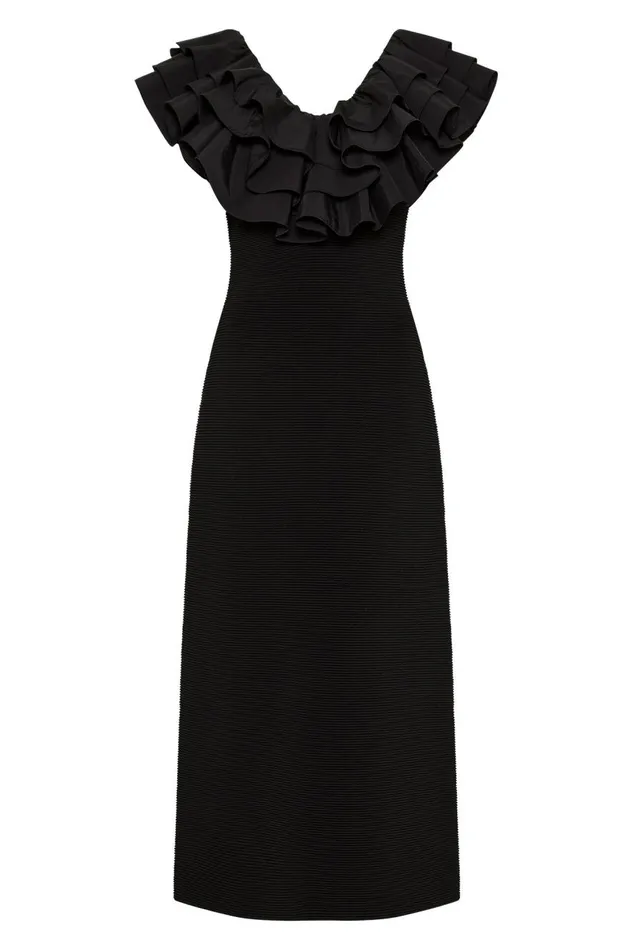 Aje Dresses Transcendent Ruffle Midi Dress Black 8211 Women Aje Dresses Transcendent Ruffle Midi Dress Black 8211 Women