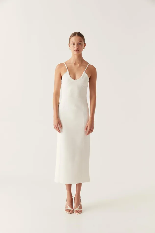 Aje Dresses Veida Ottoman Knit Midi Dress Ivory 8211 Women