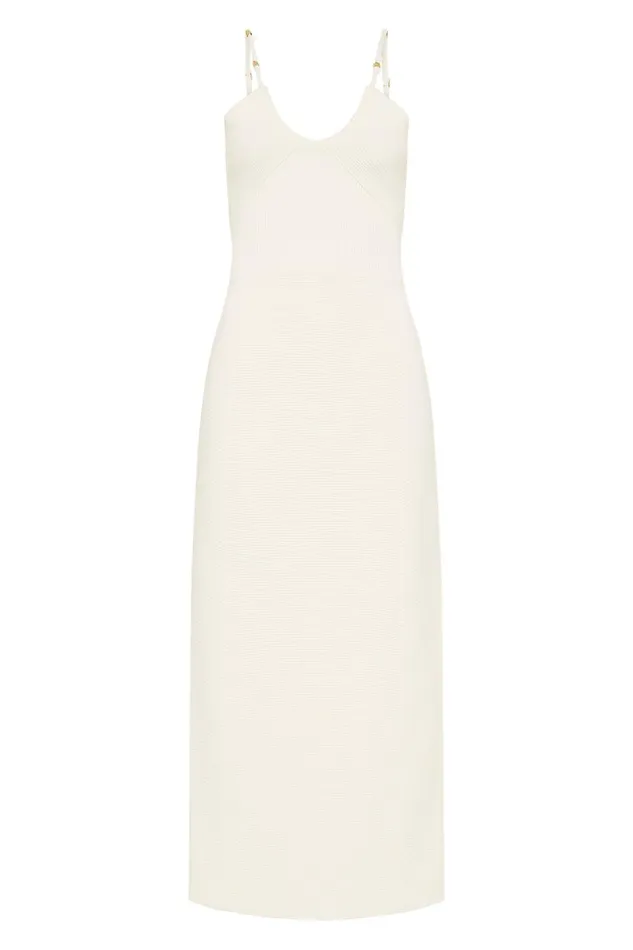 Aje Dresses Veida Ottoman Knit Midi Dress Ivory 8211 Women Aje Dresses Veida Ottoman Knit Midi Dress Ivory 8211 Women