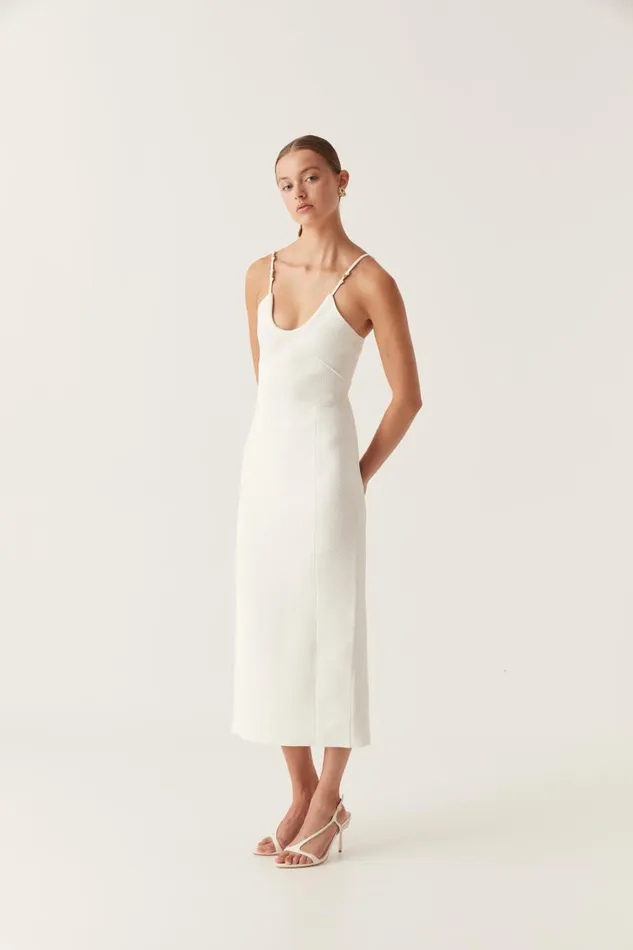 Aje Dresses Veida Ottoman Knit Midi Dress Ivory 8211 Women Aje Dresses Veida Ottoman Knit Midi Dress Ivory 8211 Women