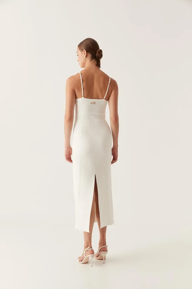 Aje Dresses Veida Ottoman Knit Midi Dress Ivory 8211 Women Aje Dresses Veida Ottoman Knit Midi Dress Ivory 8211 Women