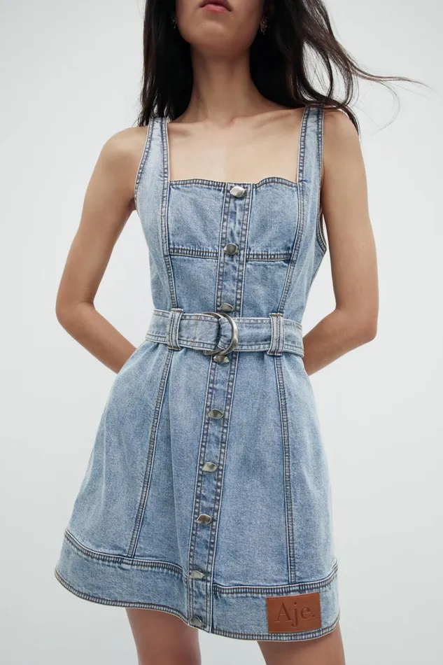 Aje Dresses Zariah Denim Mini Dress Sky Wash 8211 Women