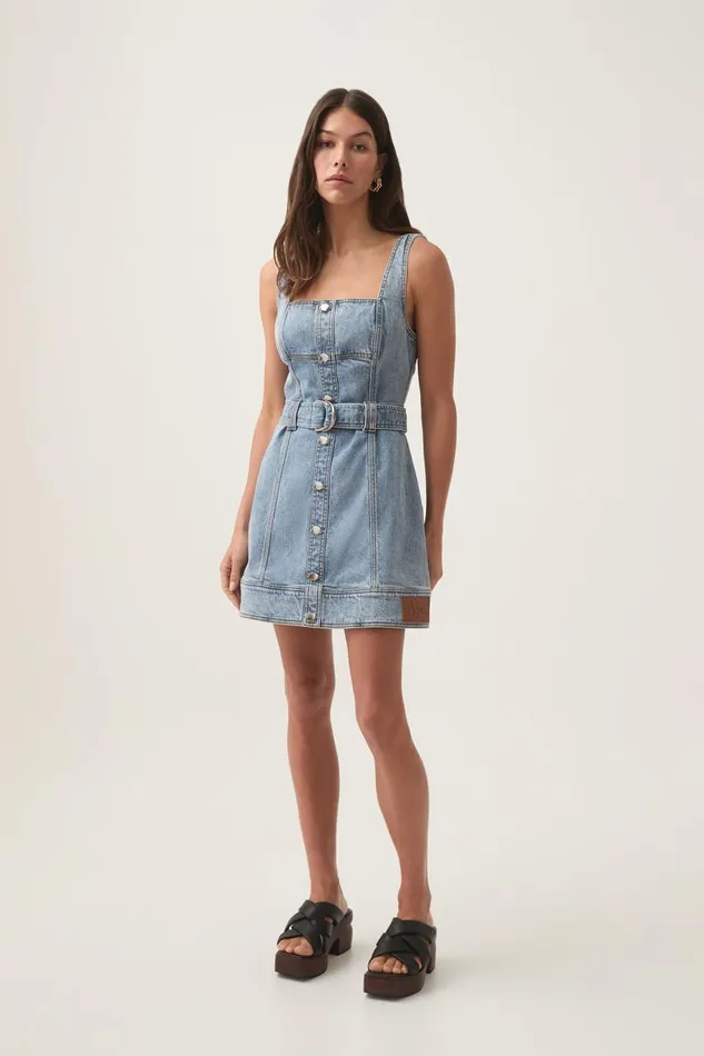 Aje Dresses Zariah Denim Mini Dress Sky Wash 8211 Women Aje Dresses Zariah Denim Mini Dress Sky Wash 8211 Women
