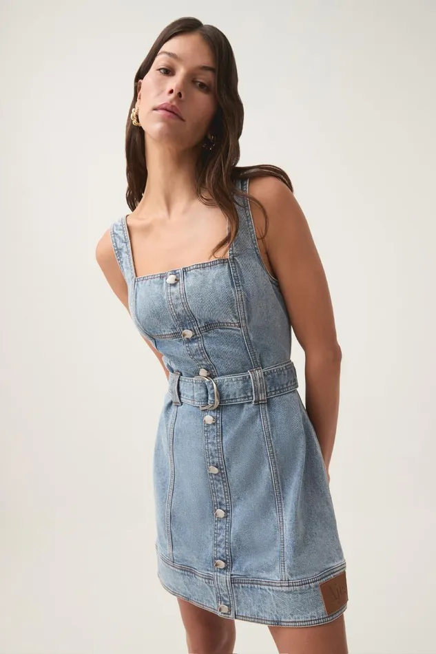 Aje Dresses Zariah Denim Mini Dress Sky Wash 8211 Women Aje Dresses Zariah Denim Mini Dress Sky Wash 8211 Women