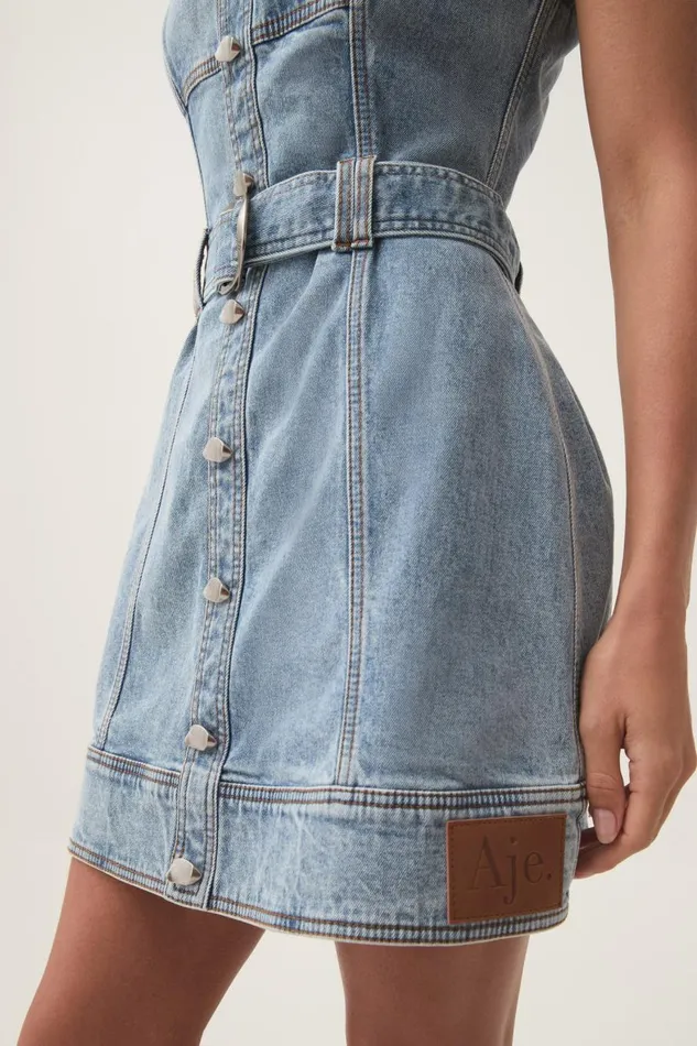 Aje Dresses Zariah Denim Mini Dress Sky Wash 8211 Women Aje Dresses Zariah Denim Mini Dress Sky Wash 8211 Women