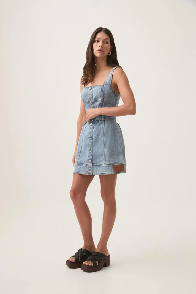 Aje Dresses Zariah Denim Mini Dress Sky Wash 8211 Women Aje Dresses Zariah Denim Mini Dress Sky Wash 8211 Women