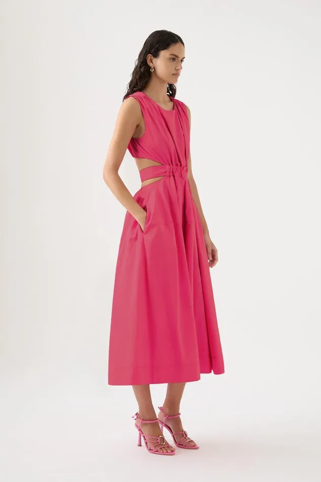 Aje Dresses Zorina Tie Midi Dress Hot Pink 8211 Women Aje Dresses Zorina Tie Midi Dress Hot Pink 8211 Women