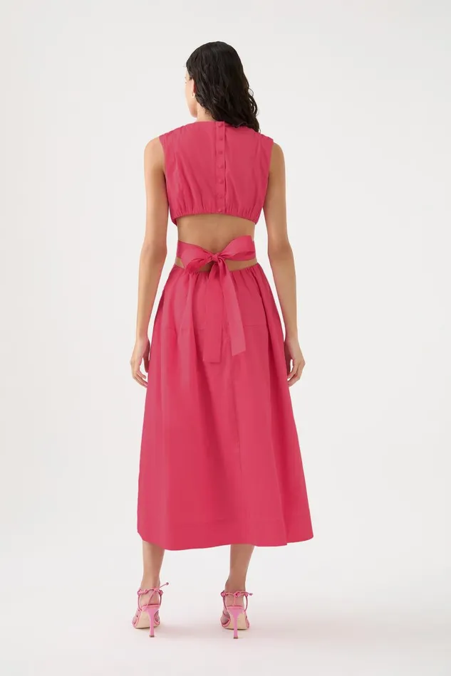 Aje Dresses Zorina Tie Midi Dress Hot Pink 8211 Women Aje Dresses Zorina Tie Midi Dress Hot Pink 8211 Women