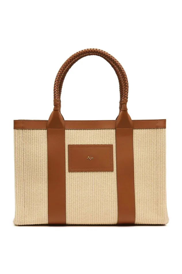 Aje Handbags and Wallets Ellora Woven Tote Naturalcinnamon 8211 Women Aje Handbags and Wallets Ellora Woven Tote Naturalcinnamon 8211 Women