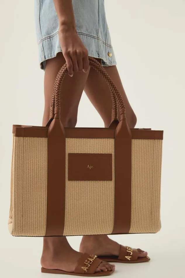 Aje Handbags and Wallets Ellora Woven Tote Naturalcinnamon 8211 Women Aje Handbags and Wallets Ellora Woven Tote Naturalcinnamon 8211 Women