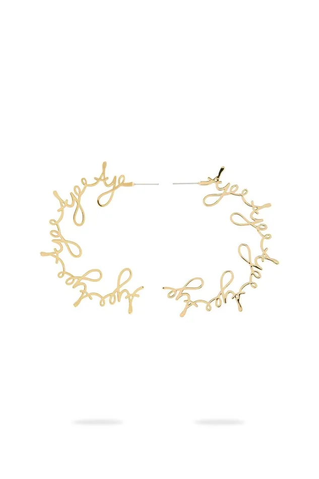Aje Jewelry Larissa Cursive Hoop Stud Gold 8211 Women Aje Jewelry Larissa Cursive Hoop Stud Gold 8211 Women