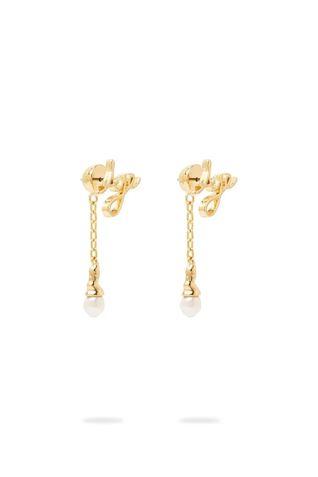 Aje Jewelry Larissa Drop Logo Stud Goldpearl 8211 Women Aje Jewelry Larissa Drop Logo Stud Goldpearl 8211 Women