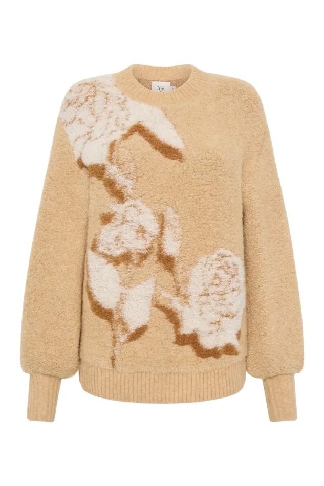 Aje Knitwear and Jumpers Cavetto Jacquard Knit Ecru Beige 8211 Women