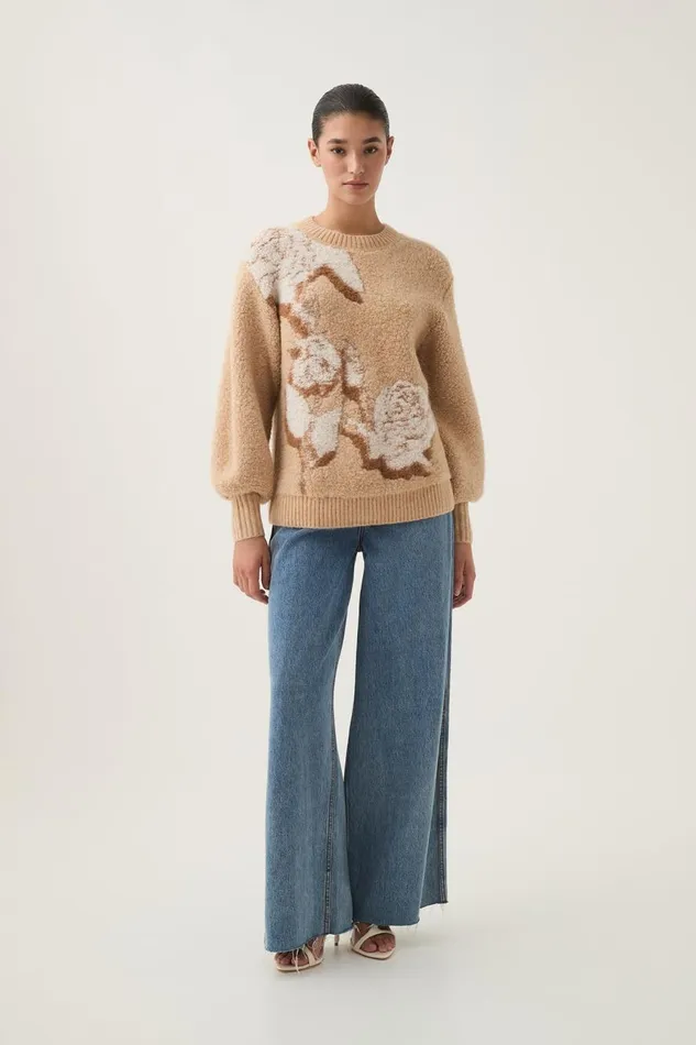 Aje Knitwear and Jumpers Cavetto Jacquard Knit Ecru Beige 8211 Women